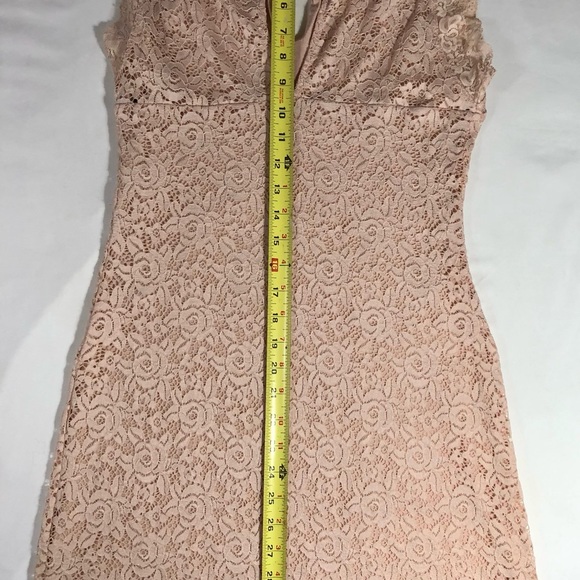 Bebe Vintage Eyelet Mini Dress Med Rose Pink Sheer Knit Made In USA Ally McBeal - Picture 9 of 13